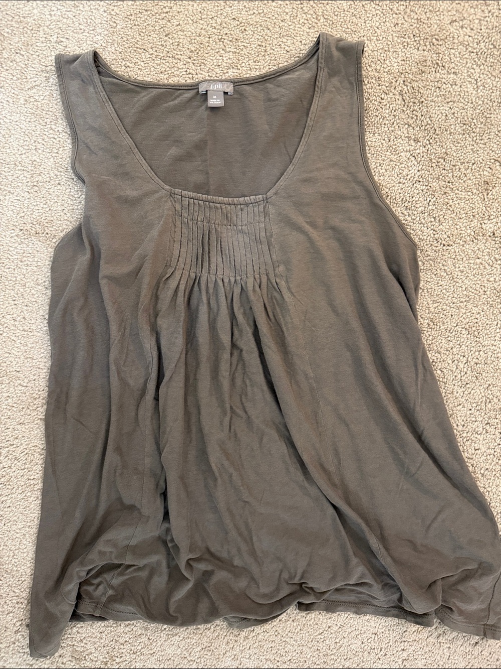J. Jill Olive Green Pintuck Tank Top